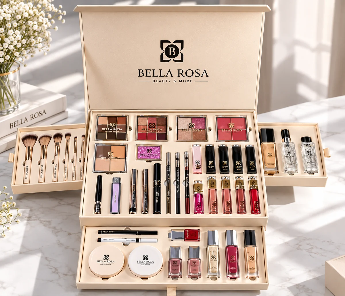 Coffret Maquillage Complet Bella Rosa Beauty & More - Édition Prestige